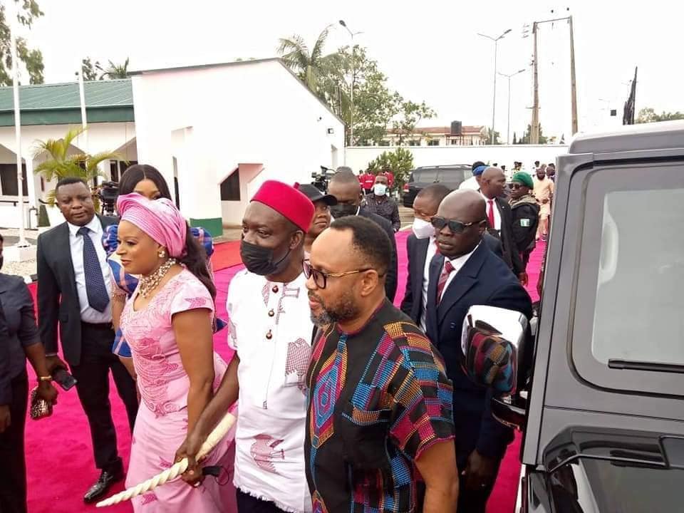 Soludo and his deputy arrive the venue