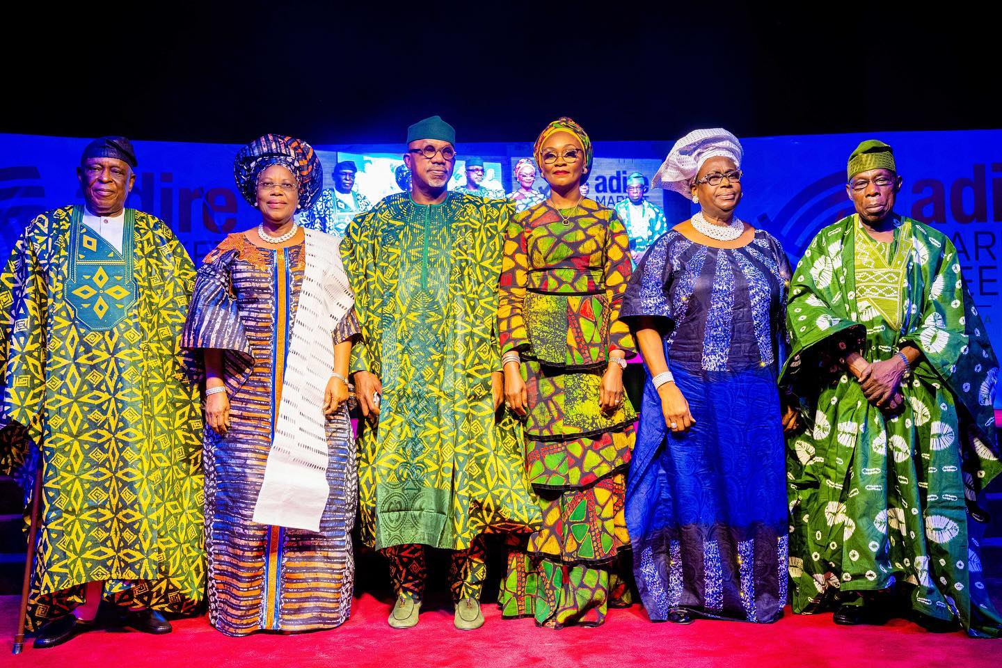 Governor Dapo Abiodun, Former president, Chief Olusegun Obasanjo, former governor of the state, Aremo Olusegun Osoba and others at the Ogun Adire week