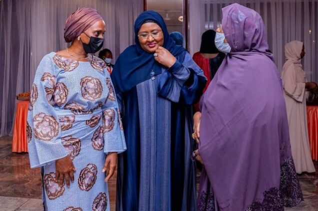 Aisha Buhari with Dolapo Osinbajo on Tuesday night