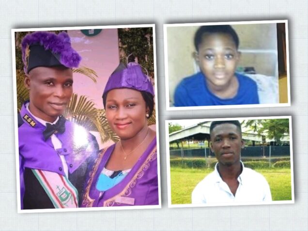 Andrew Ogbuja and his wife Felicia, victim of rape Ochanya Ogbaje, and fugitive son Victor Ogbuja