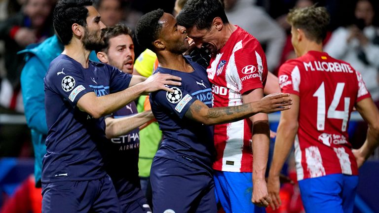 Atletico Madrid and Man City players in near fisticffs during UEFA Champions League quarter final match