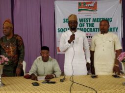 Bisi Olaniyi Lagos SDP leader speaks at the South West meeting