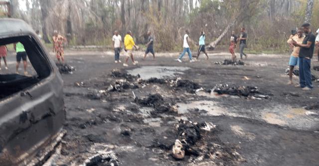 Charred bodies at the illegal refining site