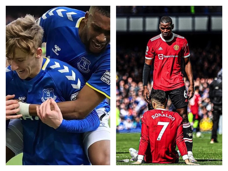 Contrasting moods at Goodison Park- Everton's joy, United gloom