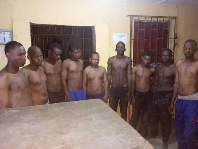 The nine arrested members of a notorious kidnap gang allegedly terrorizing the people of Abeokuta Ayetoro area of Ogun State