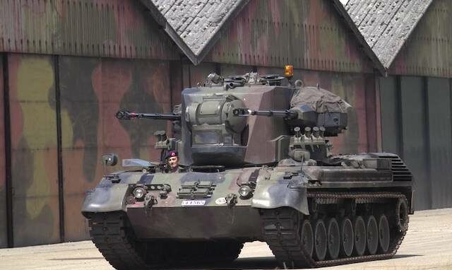 Germany's Gepard Cheetah 35mm self-propelled anti-aircraft tracked armoured vehicle