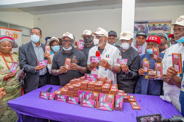 Gov. Akeredolu at the commissioning of Sunshine Chocolate factory in Idanre