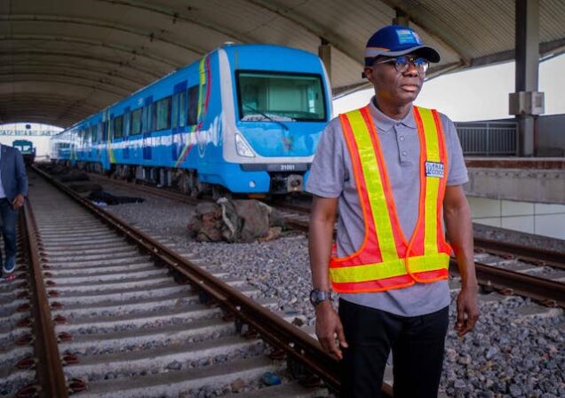 Governor Sanwo-Olu at one of the stations for Blue Line