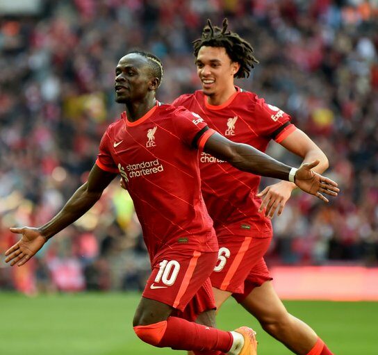 Mane celebrates one of his goals