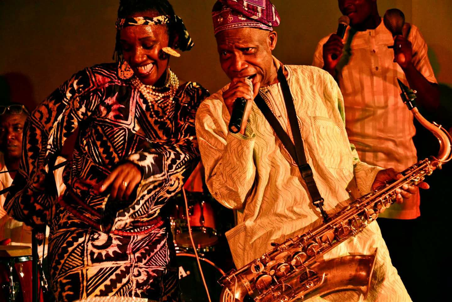 Orlando Julius and wife, Latoya at a performance