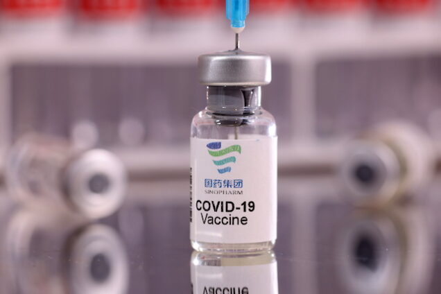 FILE PHOTO: Illustration shows vial labelled “Sinopharm COVID-19 Vaccine