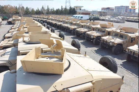 Military vehicles transferred by the U.S. to the Afghan National Army