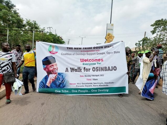 The pro- Osinbajo supporters on procession in Abeokuta on Monday