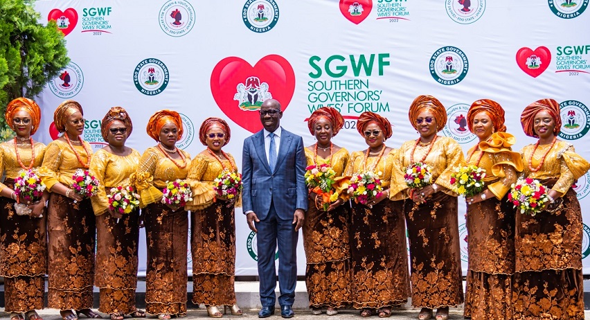 Mr. Godwin Obaseki and members of the Southern Governors Wife Forum (SGWF).