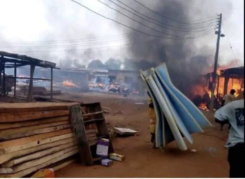 Properties set ablaze during the clash
