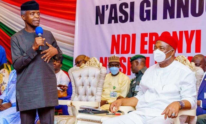 Osinbajo, Lawan, Umahi consult APC delegates in Imo