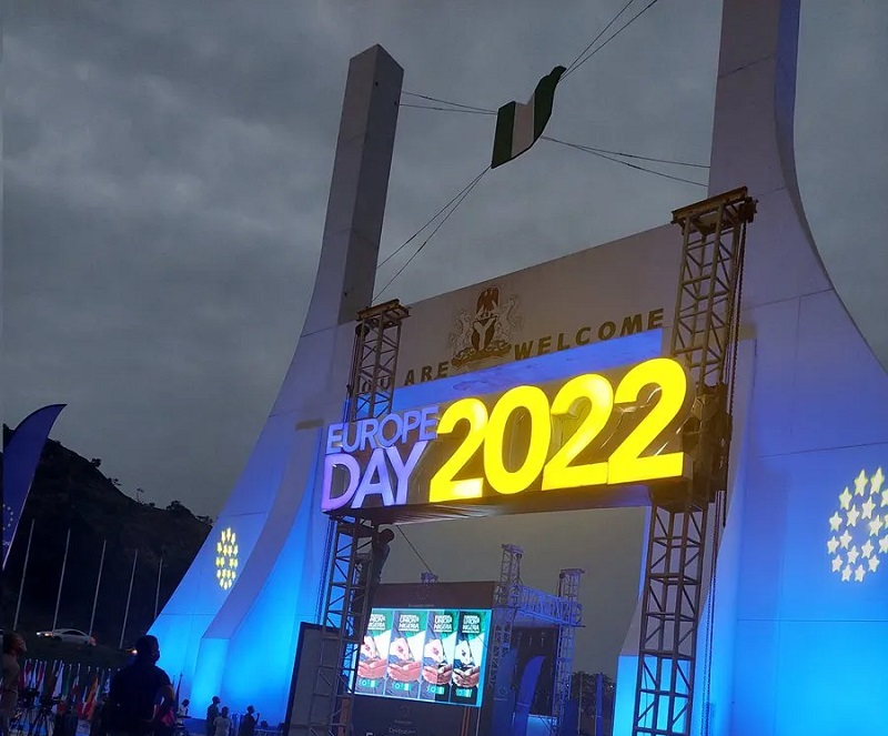 EU lights up Abuja City Gate to commemorate Europe Day