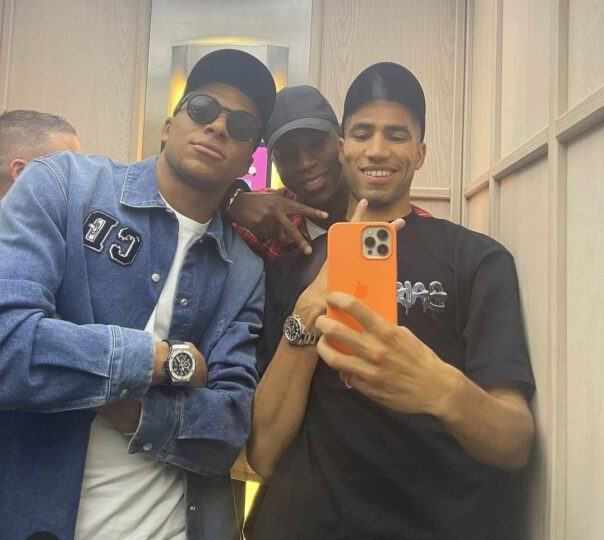 Mbappe and Achraf Hakimi in Madrid on Monday