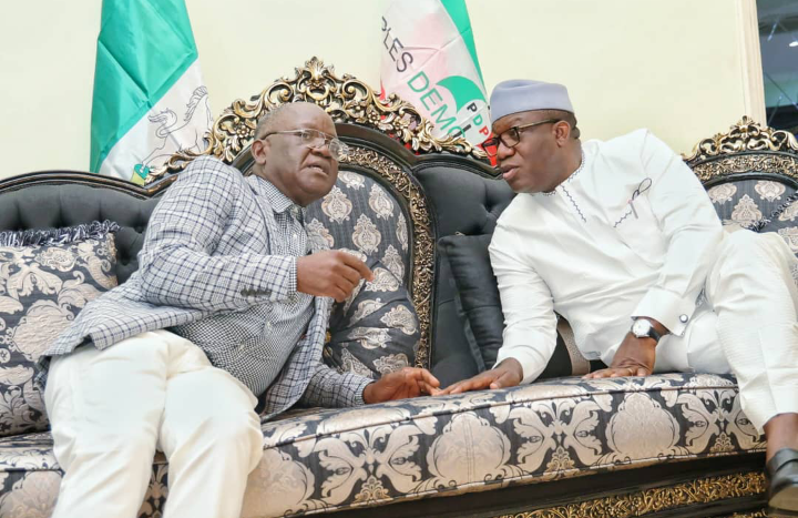 Governor Samuel Ortom of Benue and APC presidential candidate, Governor Kayode Fayemi