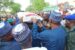 File: Governor Zulum, second right, gives palliatives to Borno people