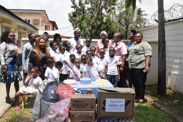Top government officials with the children during Children's Day
