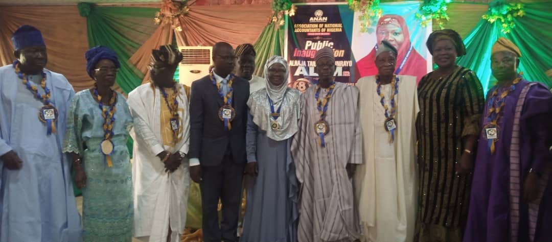 Inauguration of Taibat Alim (centre) as the first female state chairman of the Association of National Accountants of Nigeria, ANAN