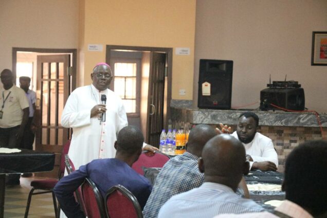 Most Rev. Abegunrin speaks with JDPC members in Ibadan