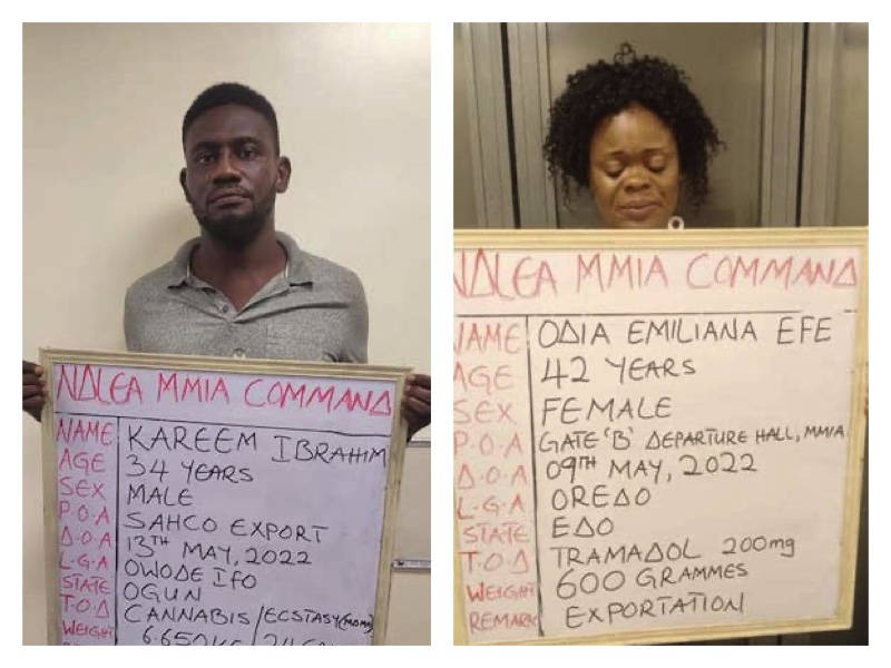 Mug shots of Kareem Ibrahim and Odia Emiliana Efe