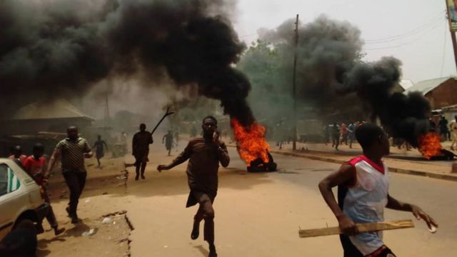 Protesters calling for release of suspects arrested over the murder of Deborah Samuel for murder in Sokoto (photo credit: BBC)