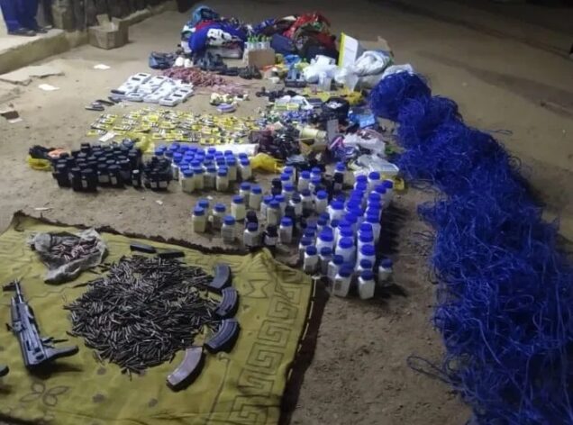 IEDS,  AK-47 rifles,  AK-47 magazines, live ammunition, and pistol magazines and other items found  in car intercepted by police in  Kano