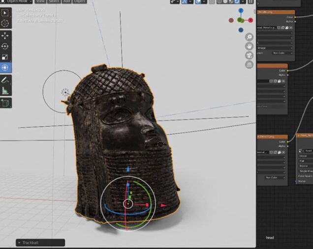 Screenshot of the design process on an image of a looted artwork from Nigeria,