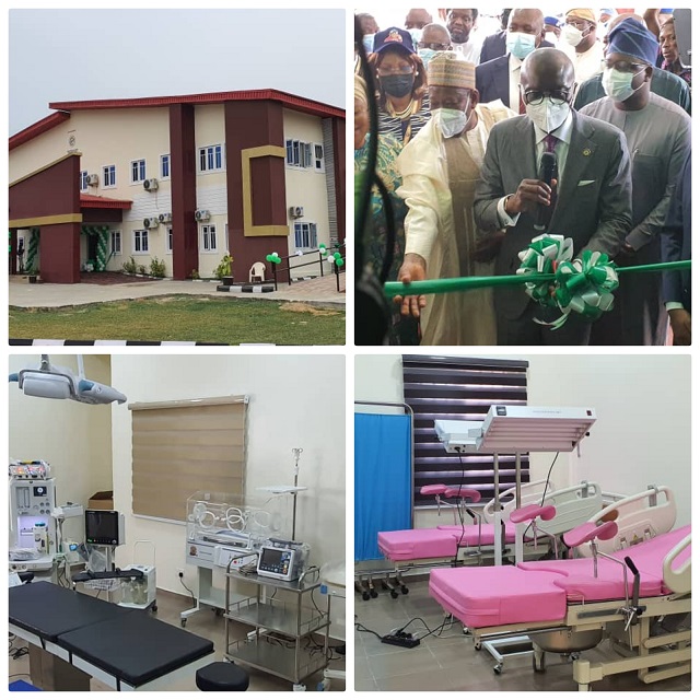 Governor Babajide Sanwo-Olu of Lagos commissioning the 80-bed hospital constructed by the Office of the Senior Special Assistant to the President on Sustainable Development Goals, OSSAP-SDGs in LASU.