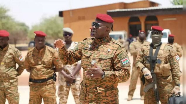 Burkina Faso leader Lieutenant-Colonel Paul-Henri Sandaogo Damiba in Seytenga