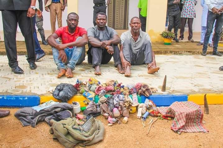 The three suspects arrested plucking of two eyes of a 16-year-old Bauchi boy, Uzairu Salisu