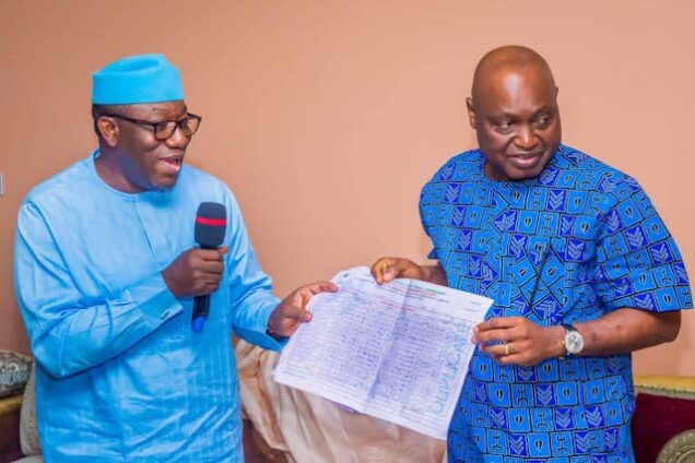 Fayemi presents the governorship election result to Oyebanji