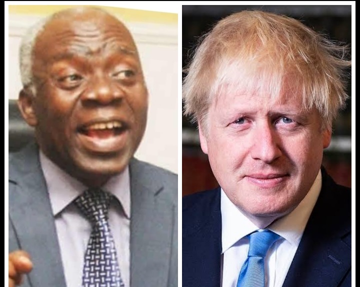 Barrister Femi Falana and British PM Boris Johnson