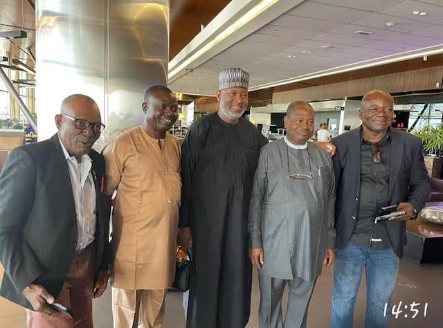 Hadi Sirika, centre, with the aviation team