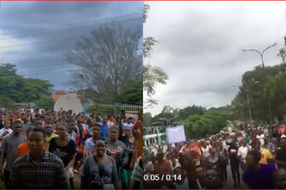 Huge crowd protest in Enugu