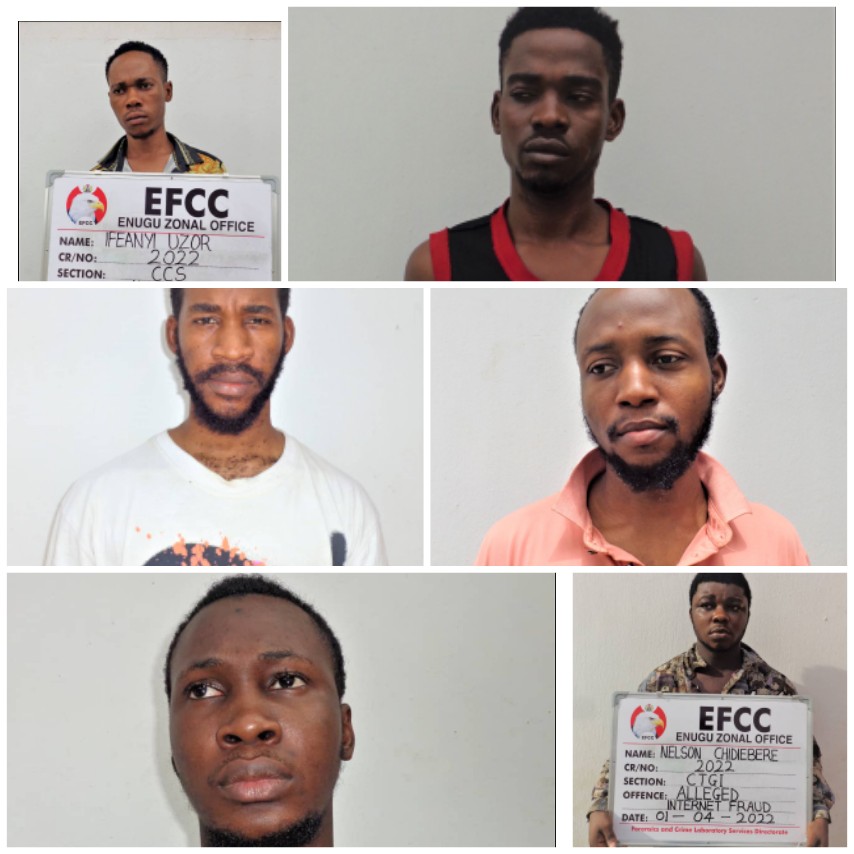 Faces, names of 22 internet fraudsters sent to jail in Enugu