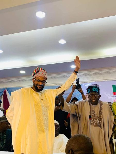 Asiwaju raising the hand of one of the APC candidates in Oyo