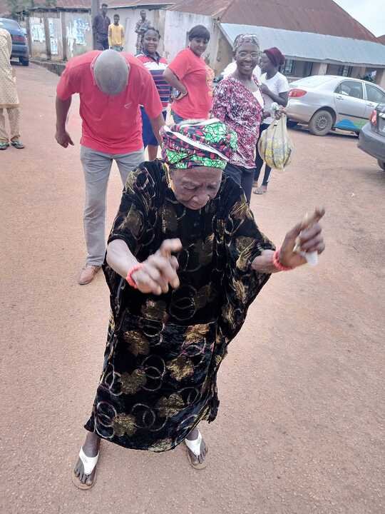 The old woman on her way to vote