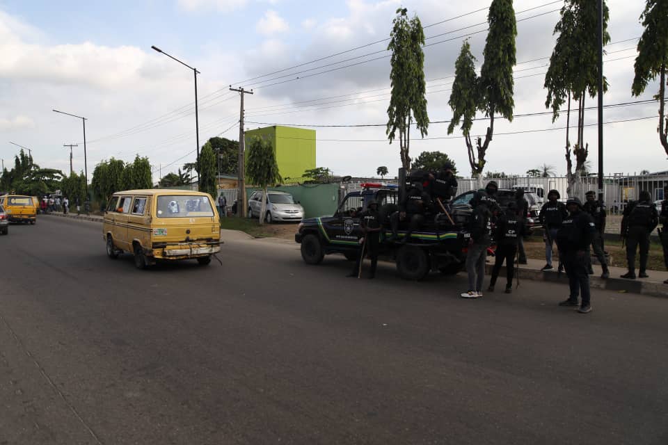 Policemen on ground to monitor the enforcement