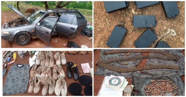 The intercepted vehicle in Cross River and the assorted munition, explosives discovered inside it by troops inside