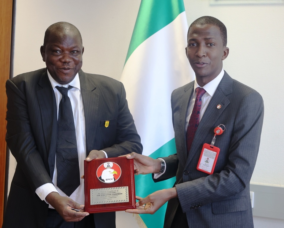 EFCC boss Abdulrasheed Bawa pledges collaboration with Registrar of Trademarks Shafiu Yauri to sanitize business environment in the country