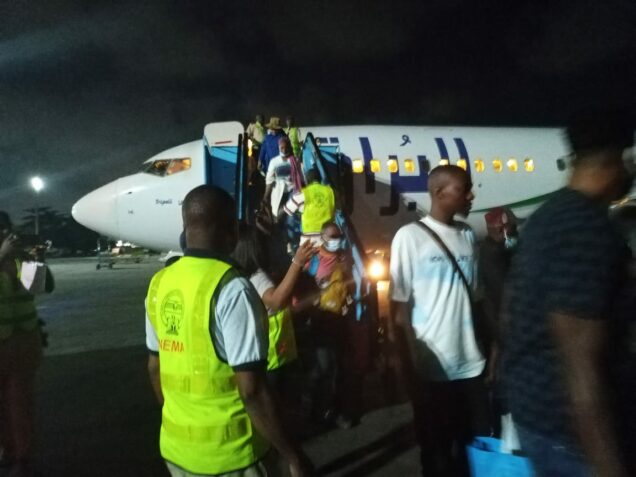 National Emergency Management Agency (NEMA) receiving the 131 stranded Nigerians from Libya in Lagos.