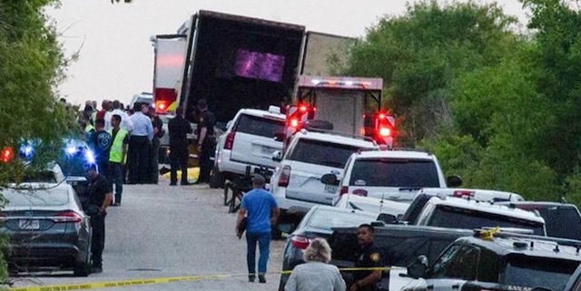 the truck with stack of bodies