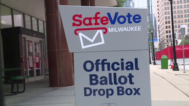 An official ballot drop box in Milwaukee Wisconsin
