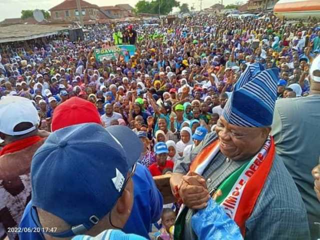 Adeleke at the rally with a huge crowd