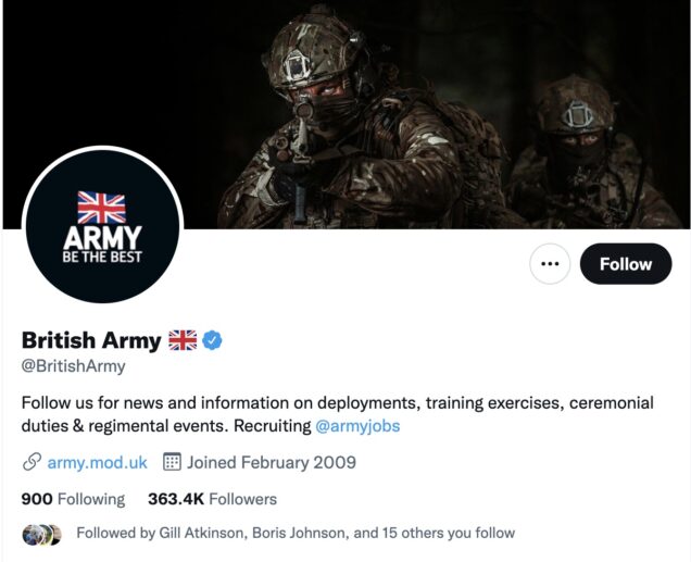 British Army Twitter account