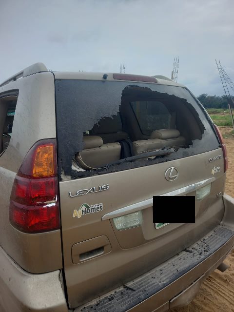 One of the vandalised vehicles